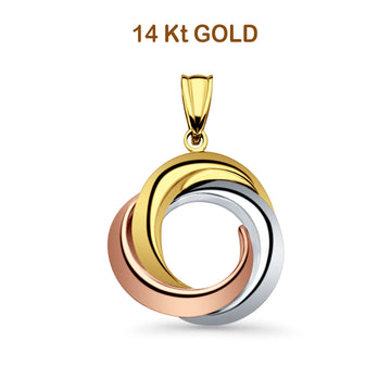 14K Tri Color Gold 3 Round Infinity Pendant 26mmX20mm 1.5 grams